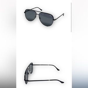 Quay High Key Mini 126 Black Smoke Polarized Aviator Sunglasses Unisex